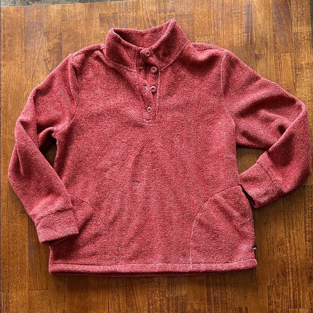 Eddie Bauer women’s Henley style fleece pullover rustic cozy with pockets size L